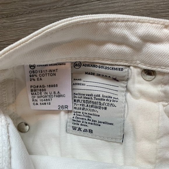 AG The Ballad Slim Boot White Jeans - SIZE 26R - Picture 4 of 7
